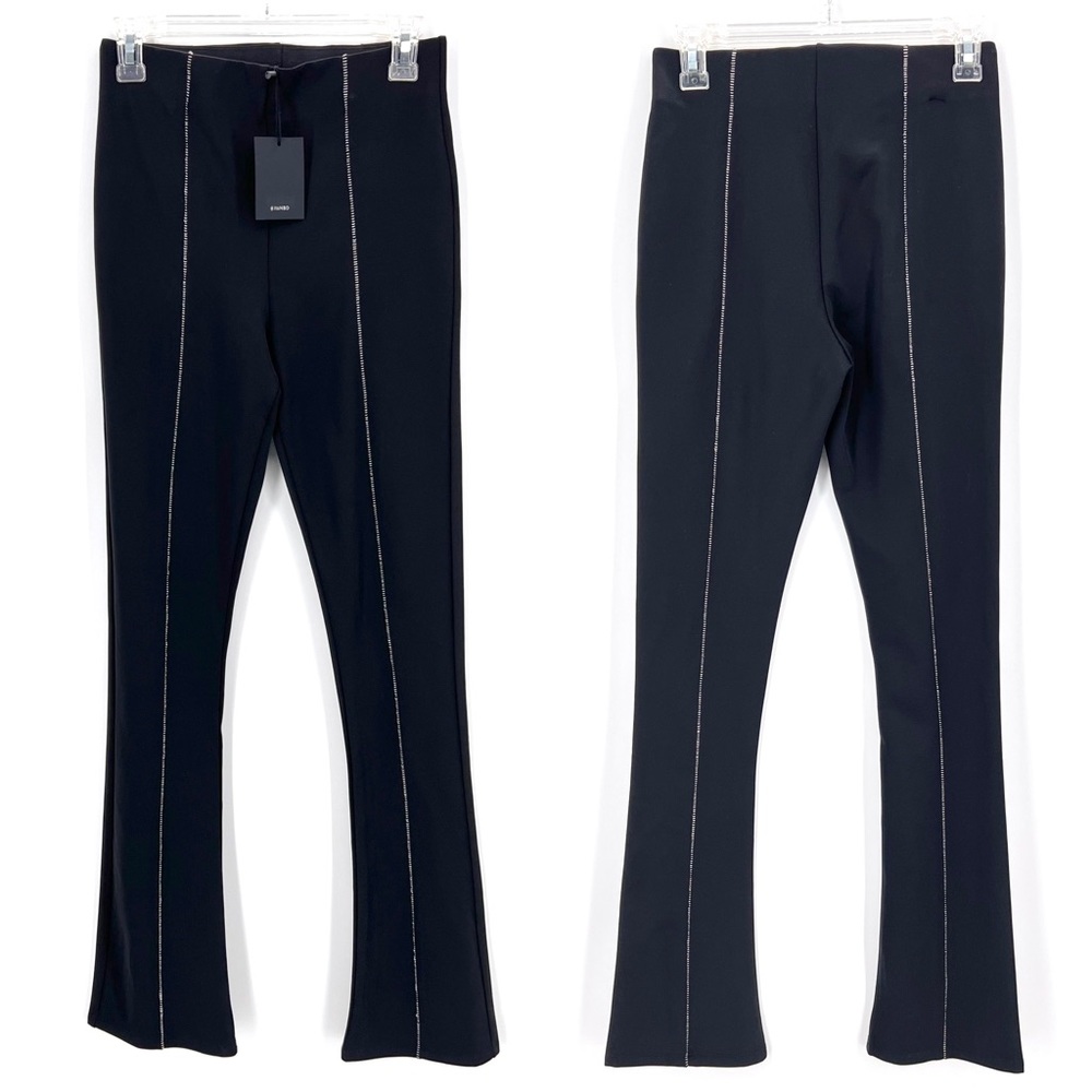 NBD NWT black pants white stitching pull-on Sz S
